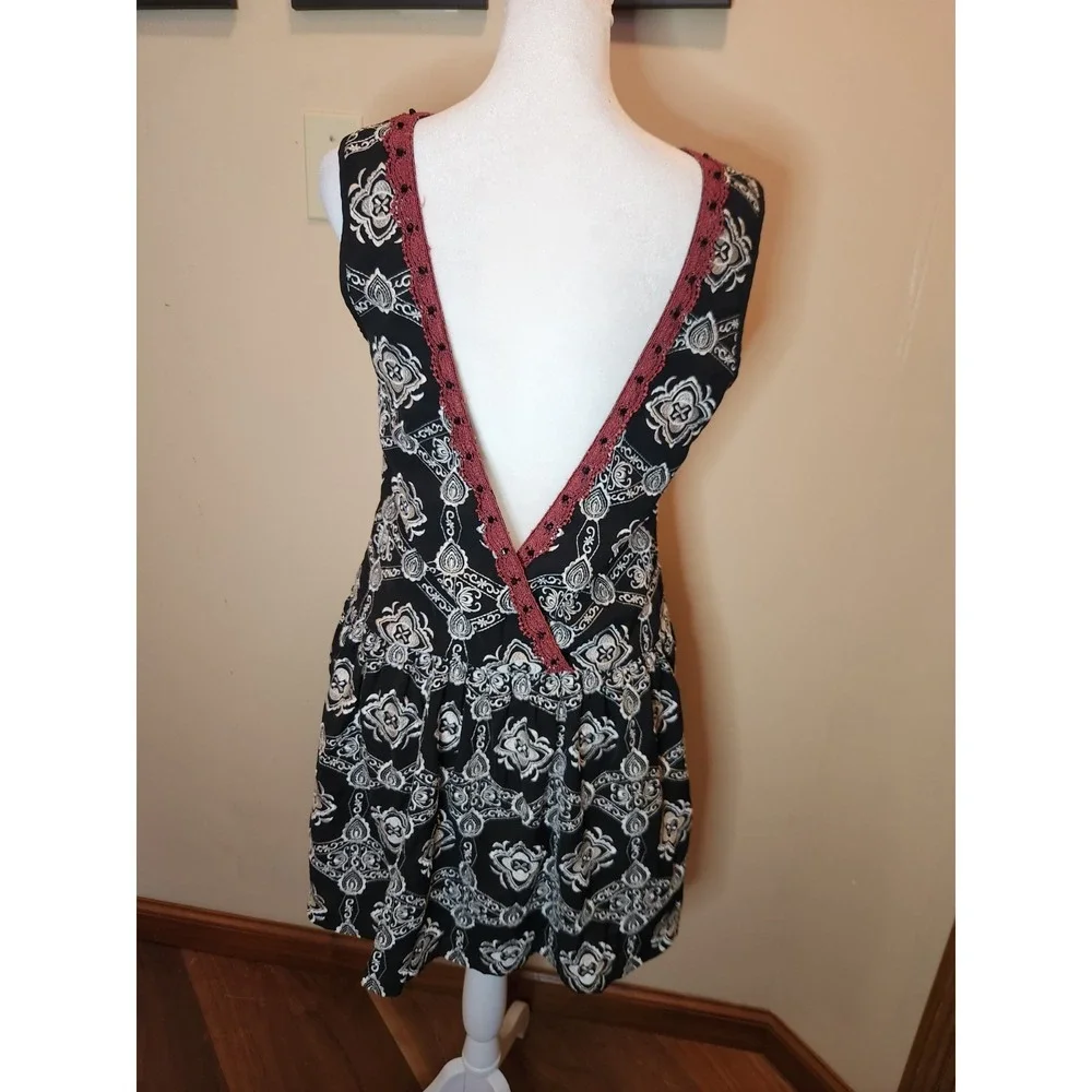 Free People Whimsigoth Fairy Beaded‎ Dress Witchy Goth Sleeveless S Embroidered